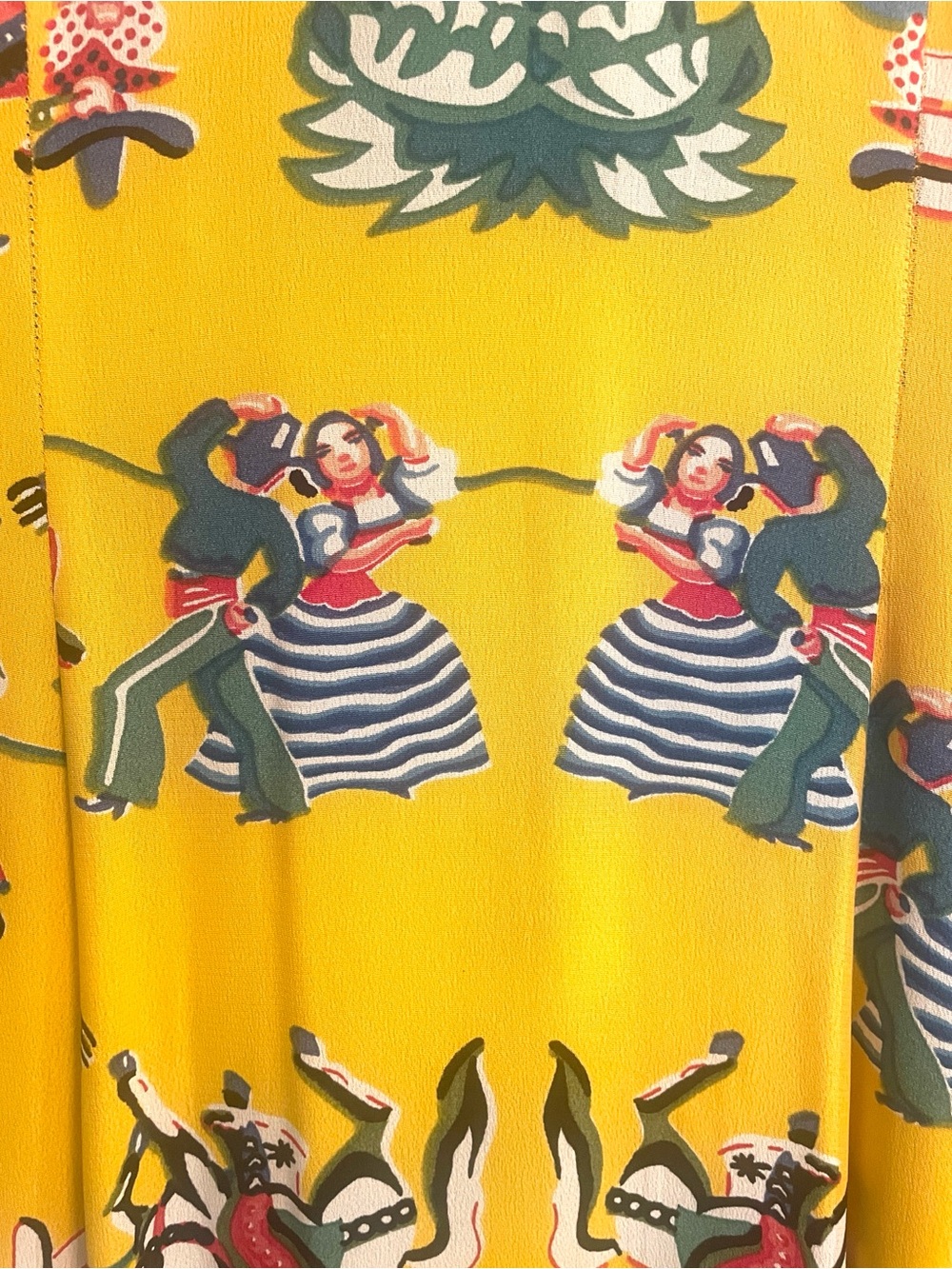 Betsey Johnson Yellow Graphic Print Button-Front Maxi Dress - Picture 6 of 15